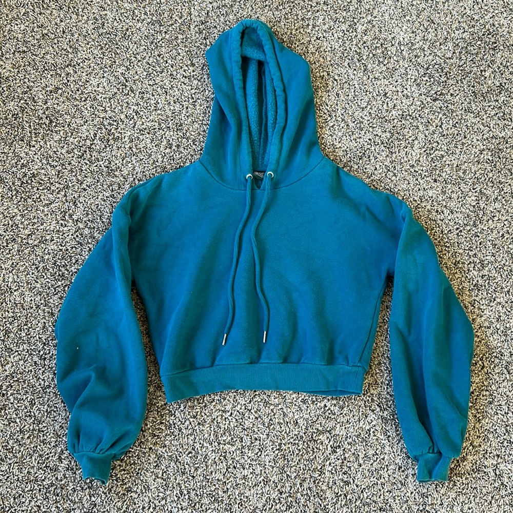 Teal cropped hoodie